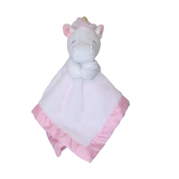 2020 Carter's Unicorn White Pink Lovey Security Blanket 14" X 14" - Picture 1 of 5